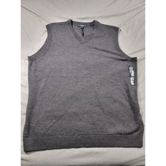 Hart Schaffner Marx Men Vest 2XLT Sweater 100% Extra Fine Merino‎ Wool Gray New - Picture 1 of 7